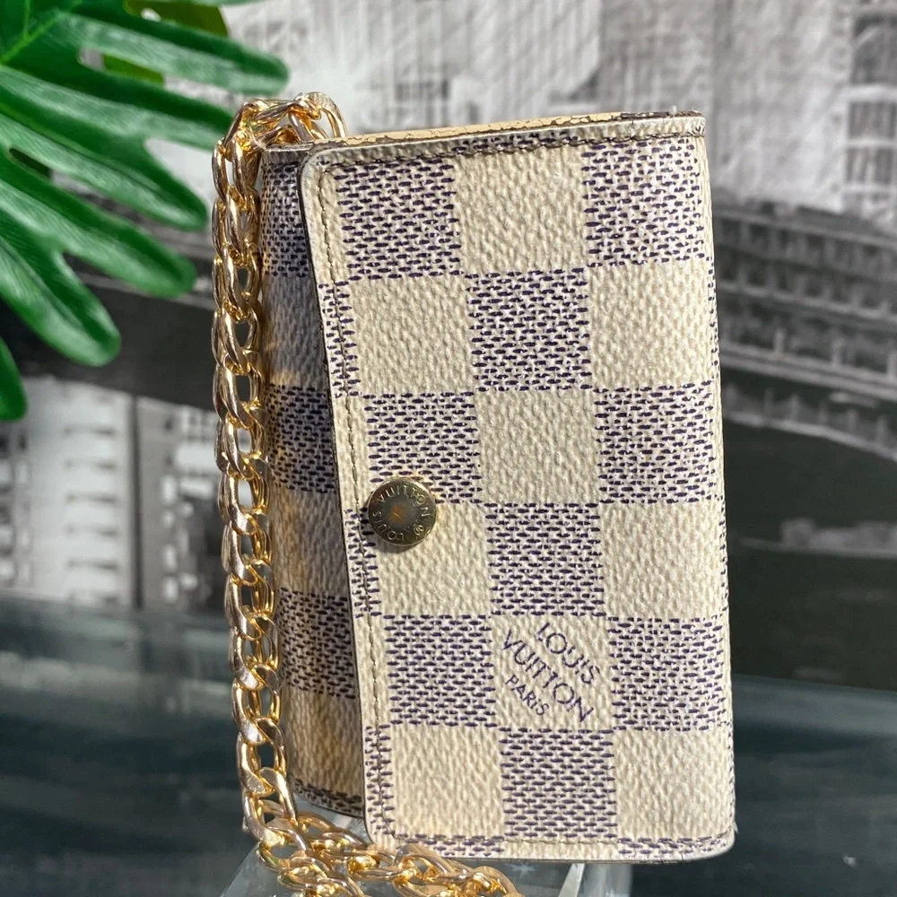 Authentic Louis Vuitton Damier Azur Key Card Holder